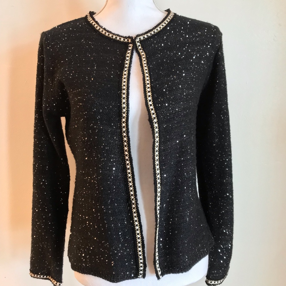 SIONI Sparkling Sequined Knit Cardigan MED